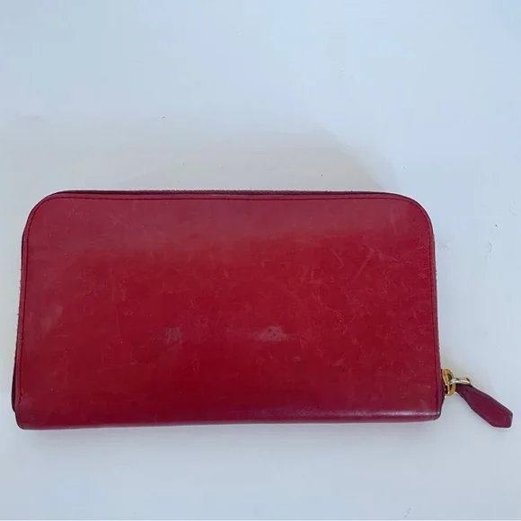 PRADA // Light Red Leather Continental Wallet - Picture 2 of 11